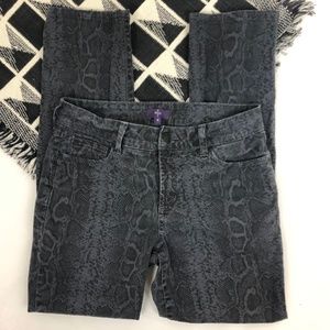 NYDJ Skinny Snake Skin Purple Black Stretch Jeans